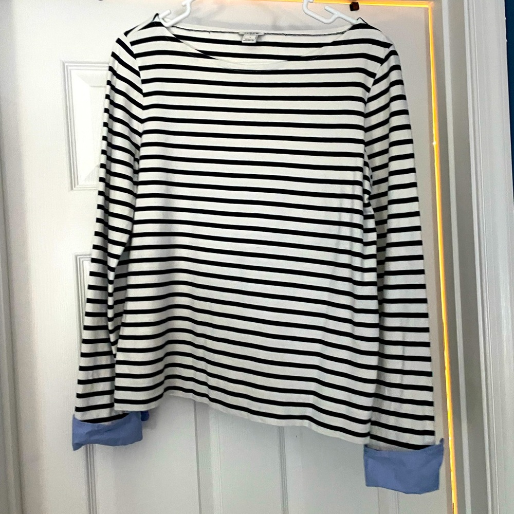 Jcrew boatneck top with blouse cuffs